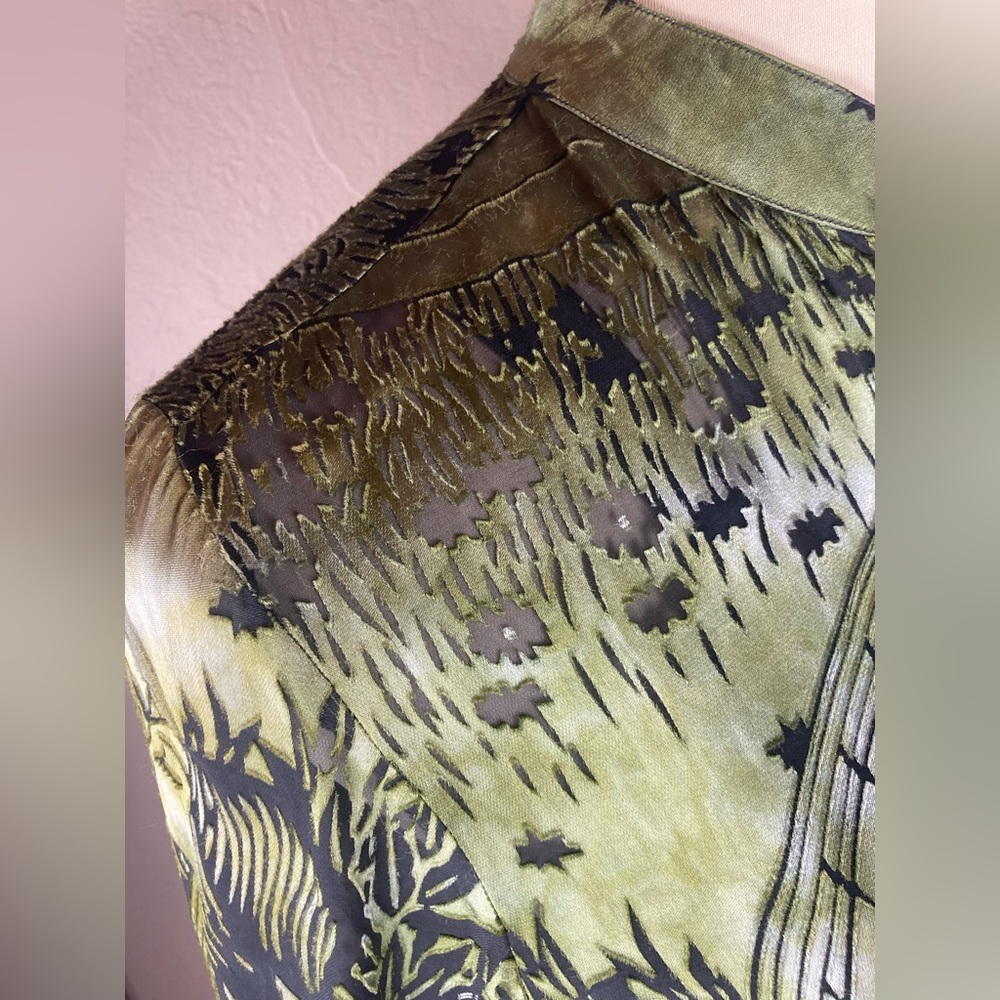 Gorgeous Green Citron Silk and Rayon Sheer Goddess Blouse - Medium - Picture 5 of 16